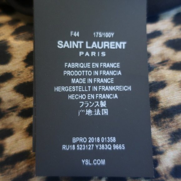 SAINT LAURENT MINI DRESS LEOPARD PRINT SILK CHIFFON SIZE 44 TIE-SLEEVE SHIFT - Picture 8 of 10